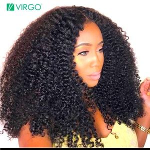 Virgo Mongolian Afro Kinky Curly Wig Natural 1B Lace Front - 20inch